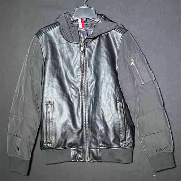Tommy Hilfiger Men's Faux Leather Motorcycle Jacket - Picture 1 of 5